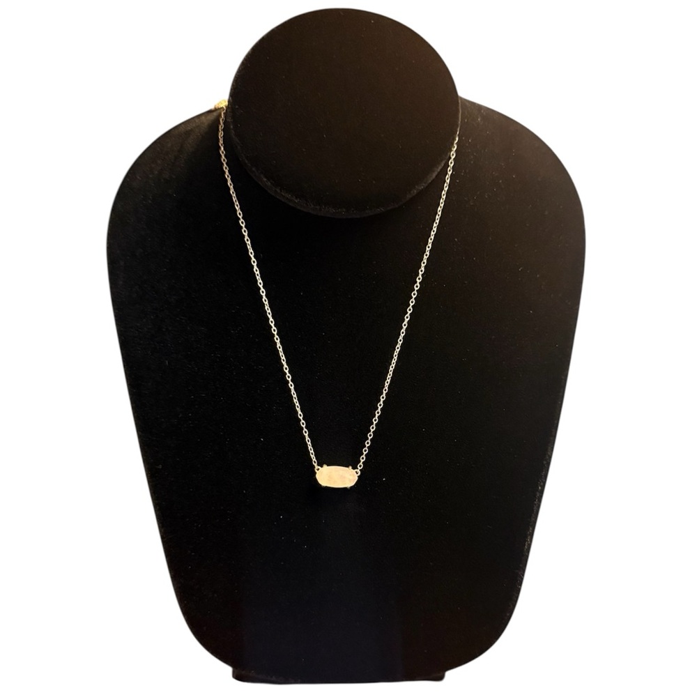 Retired Kendra Scott Ever Necklace 14K Gold Plated Rose Quartz w/ Dustbag